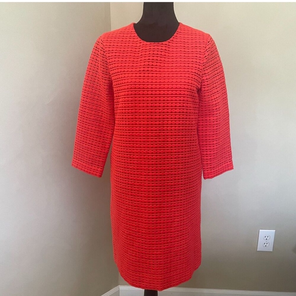 Kate Spade Dress Size 8 Dark Orange Lined Body Unlined Sleeves Geometric Vibrant